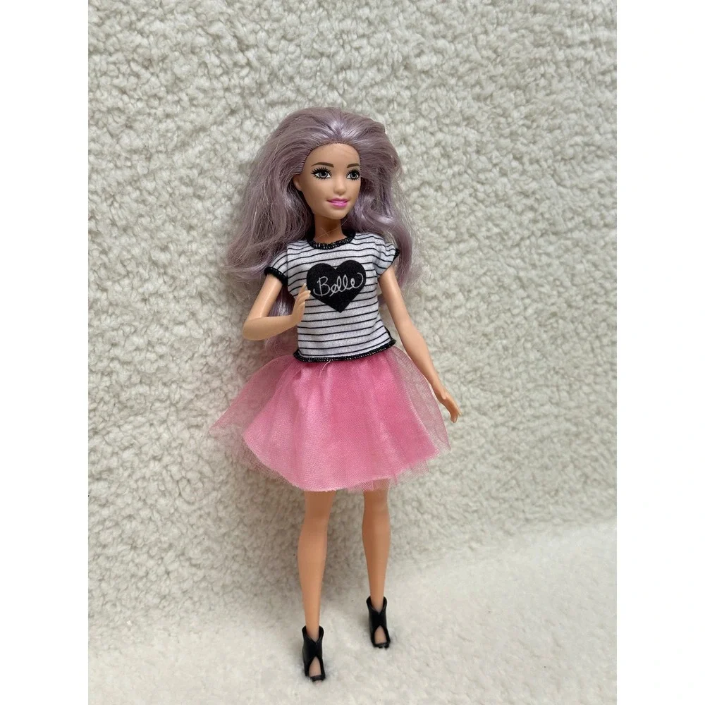 Barbie Fashionistas #54 Cool Petite Doll Lavender Hair Pink Tulle Skirt Mattel